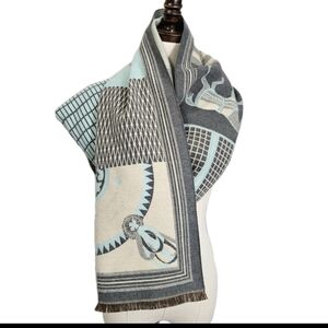 Blue Green Teal Equestrian Horse Soft Thick Shawl Scarf  Wrap